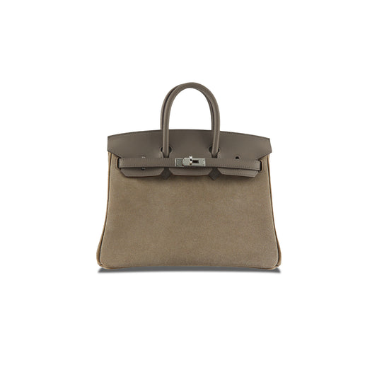 H**mes birkin 25 chamois elephant grey silver buckle h028369cc15 (25*20*13cm)