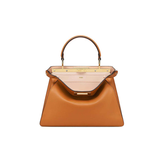 F**di peekaboo iseeu medium - brown leather bag 8bn321a6v3f1d48 (33.5*25.5*13cm)