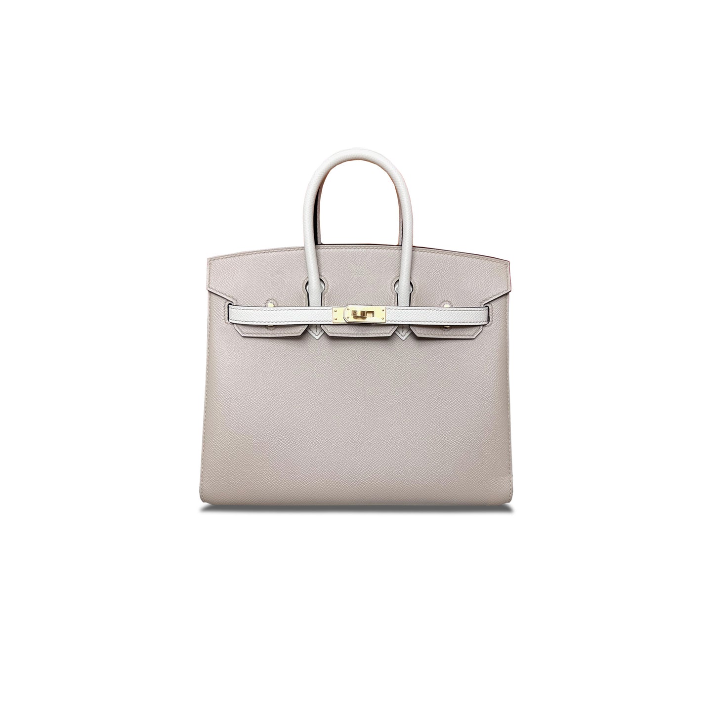 H**mes master birkin 25 epsom trench coat grey and milkshake white gold buttons h028369ck2o (25*18*13cm)