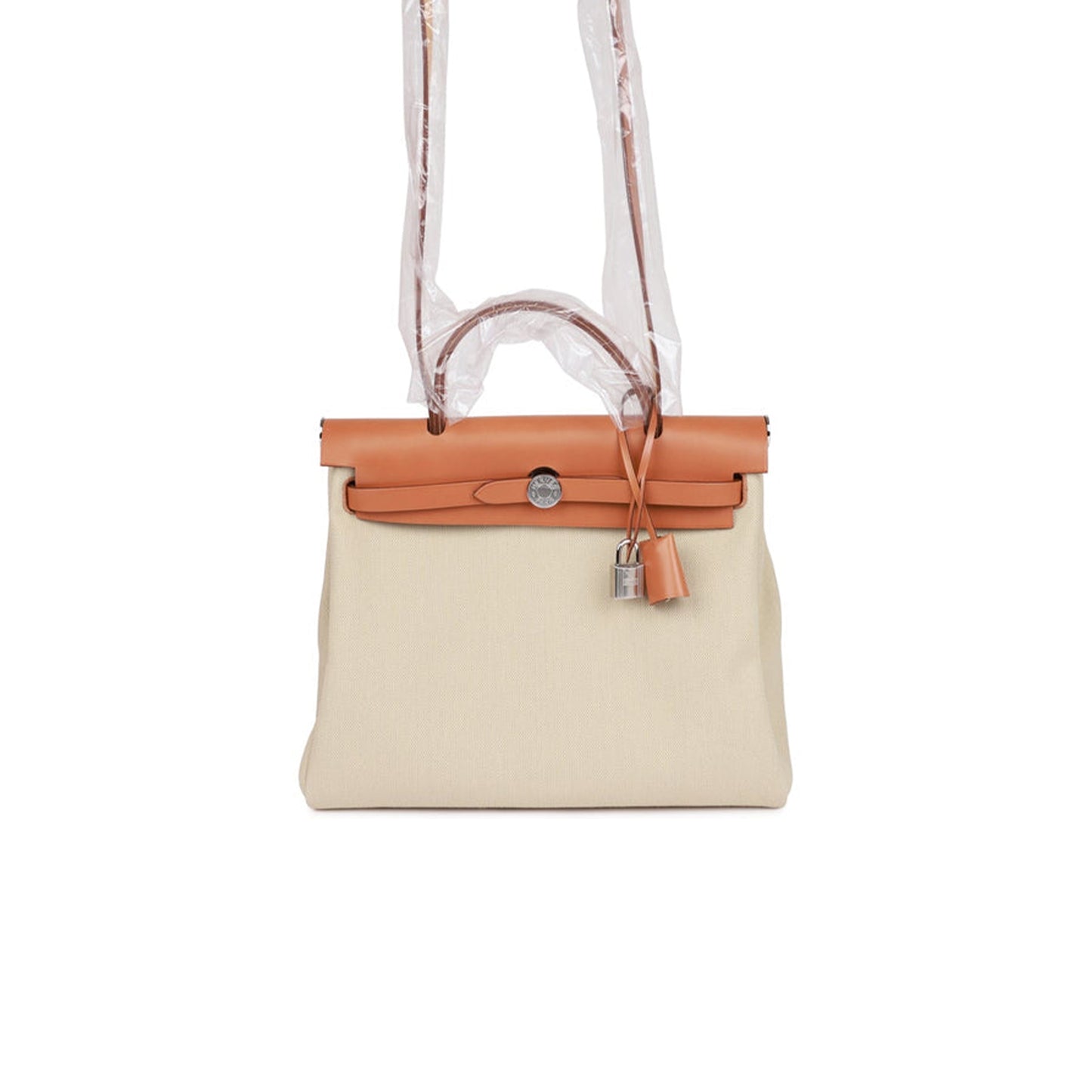 H**mes herbag zip pm 31 beton toile h berline vache naturel hunter palladium hardware(30*27*11cm)