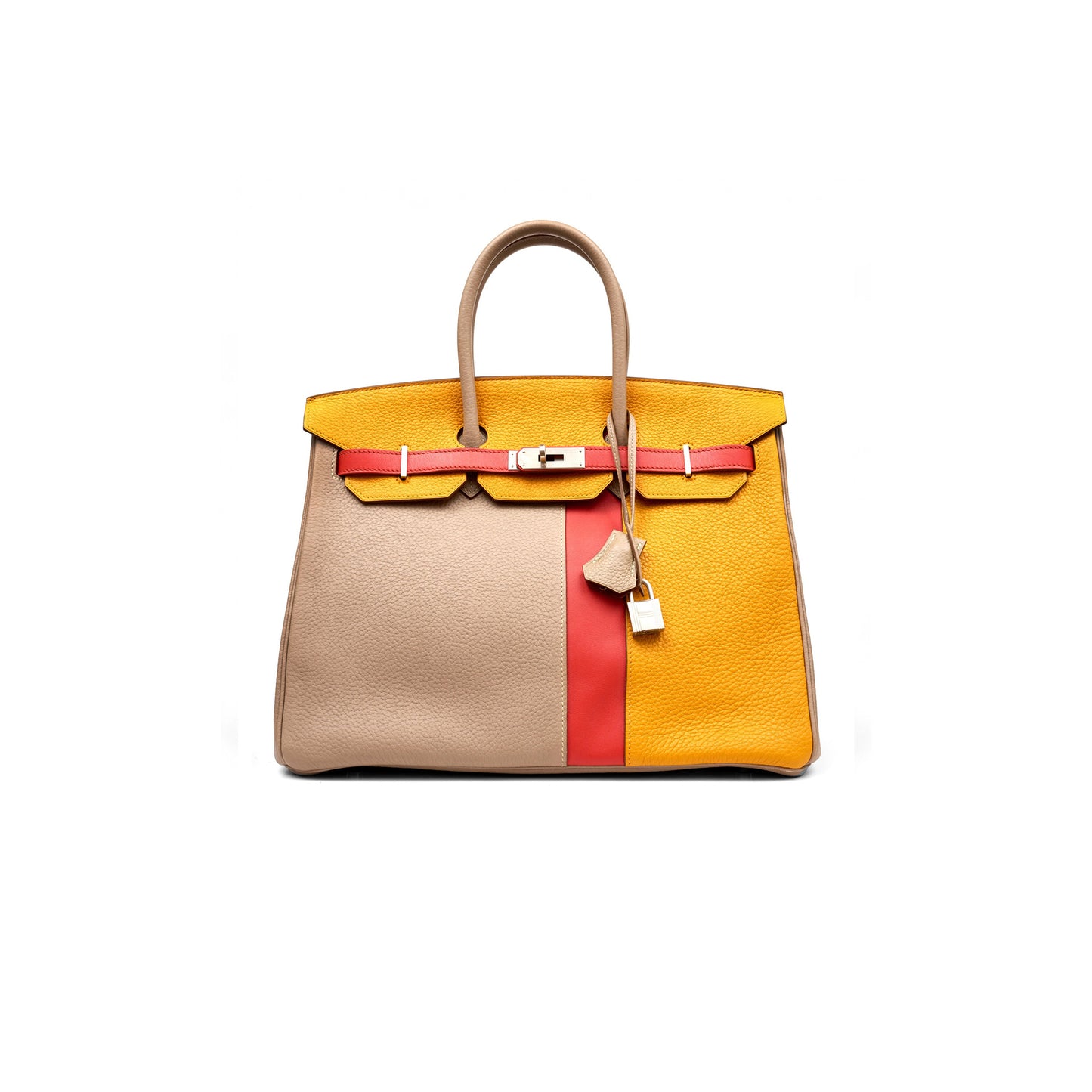 H**mes master birkin 35 togo swift leather three-tone silver buckle bag h028366cc05 (35*28*18cm)