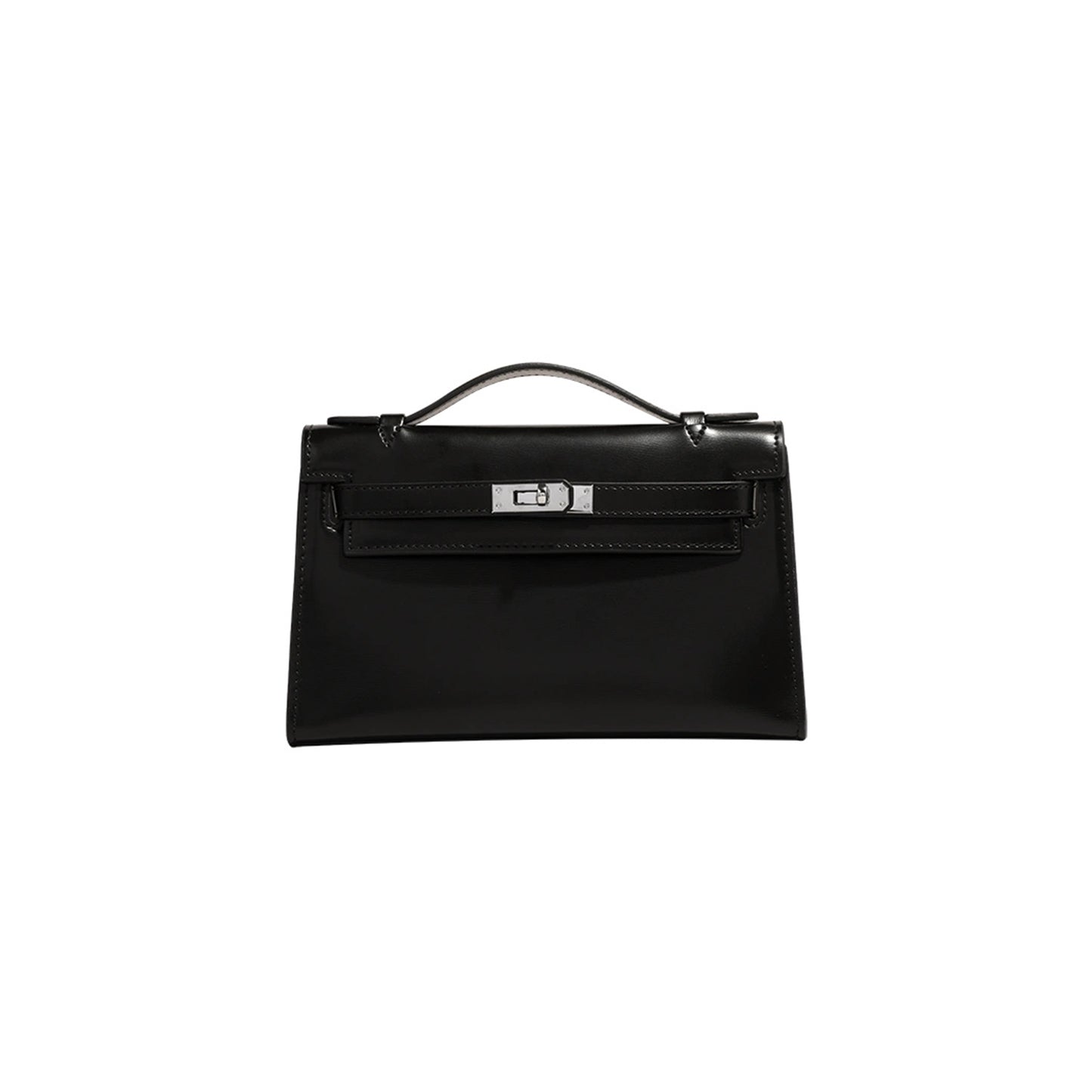 H**mes master black box leather kelly pochette bag (22*14*7cm)