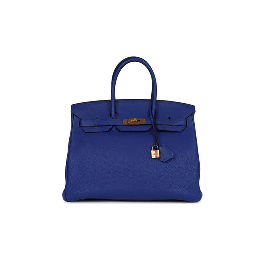 H**mes birkin 35 bleu electric togo rose gold hardware (35*28*6cm)