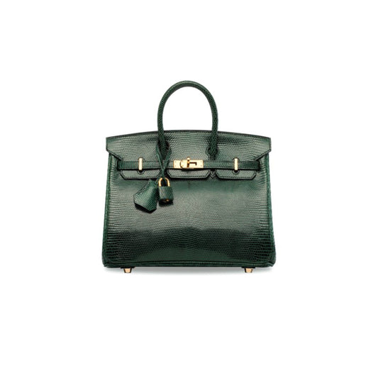H**mes master birkin 20 lizard leather cypress green gold buckle h028367ca33 (20*16*11cm)