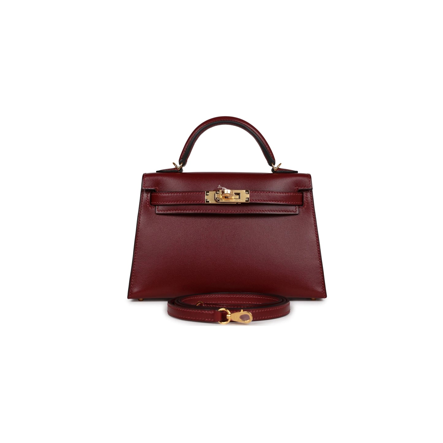 H**mes master mini kelly ii box burgundy gold hardware (19*12*5.5cm)