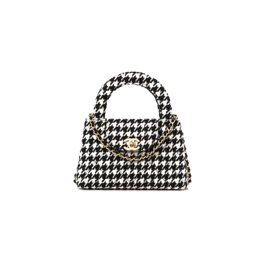 Ch*el master tweed houndstooth quilted nano kelly shopper (19*13*7cm)