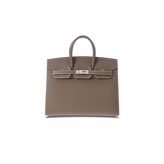 H**mes birkin 25 epsom leather elephant gray silver buckle luxury bag 1024192050 (25*20*13cm)