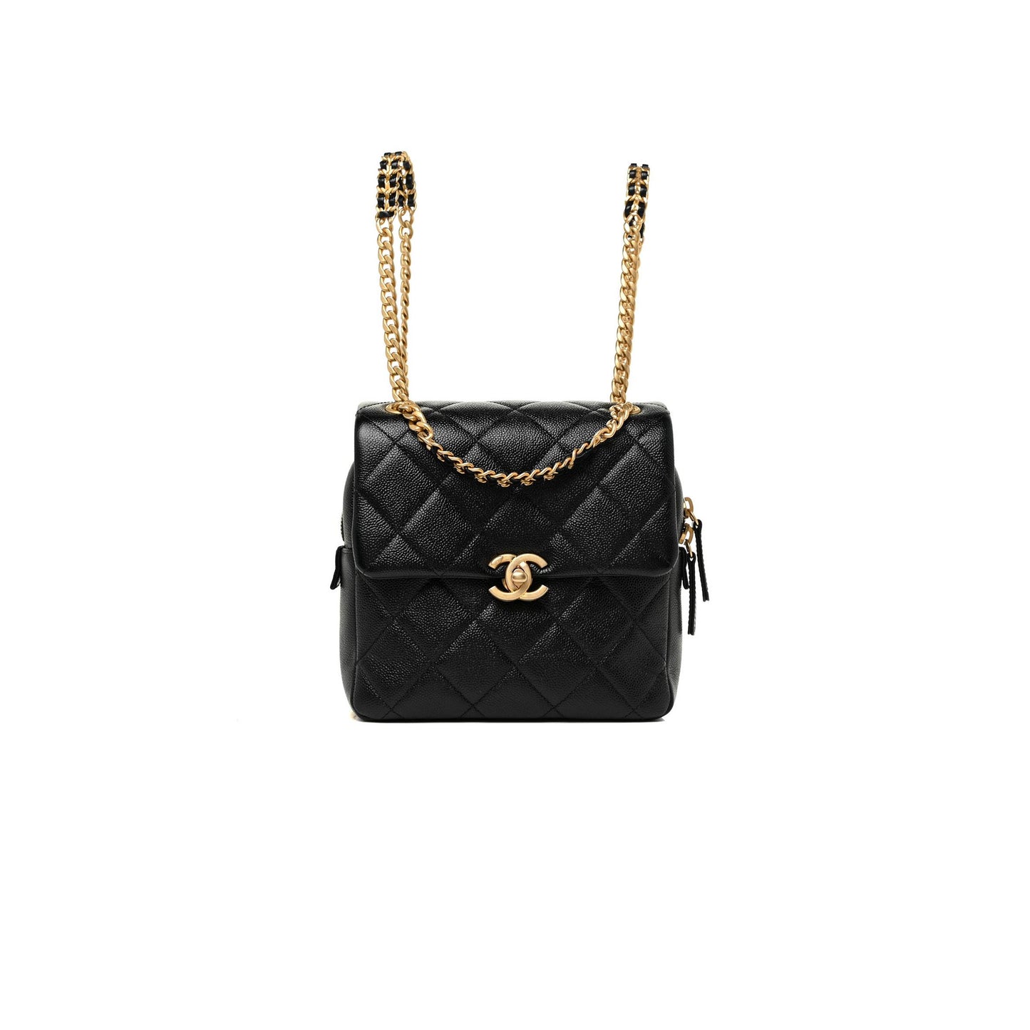 Ch*el caviar quilted multi chain backpack black (18*18*6cm)