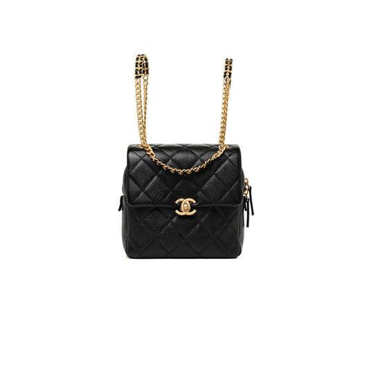 Ch*el caviar quilted multi chain backpack black (18*18*6cm)