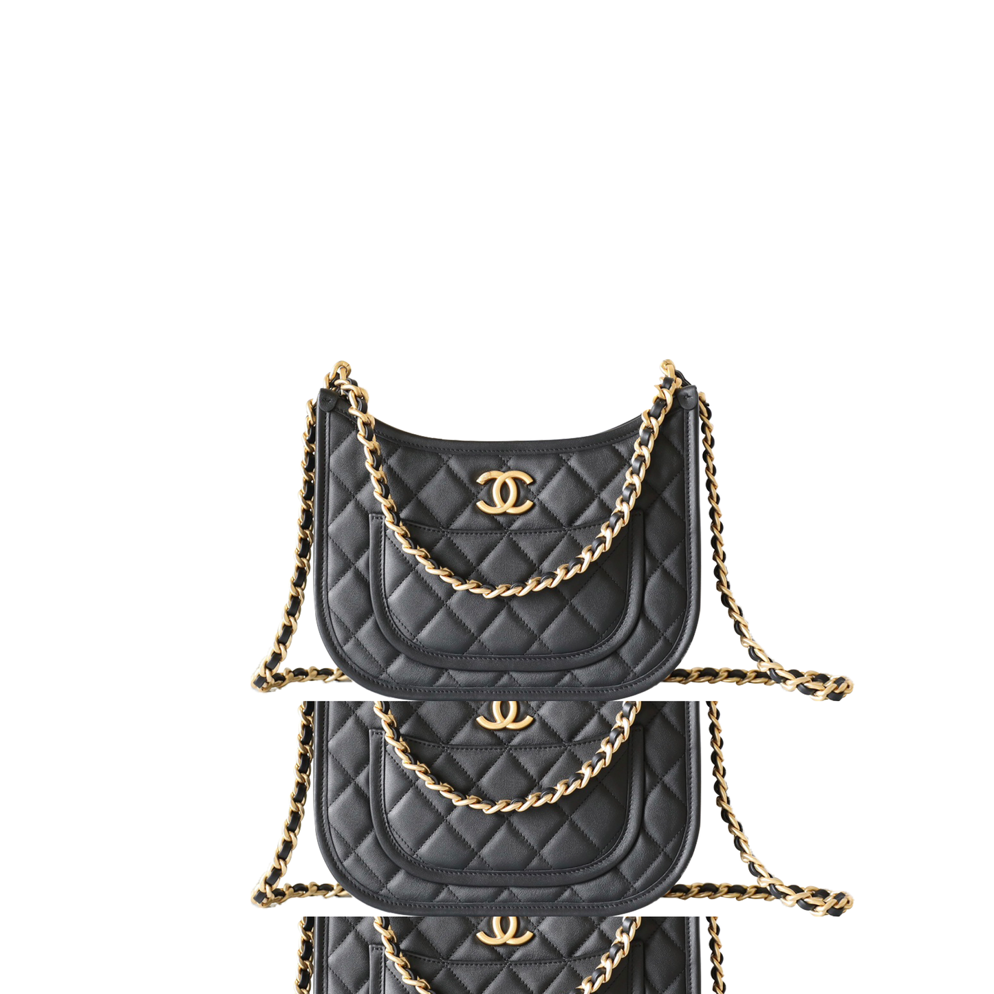 Ch*el master black calfskin quilted cc crossbody hobo small handbag as4666 (24*20*6cm)