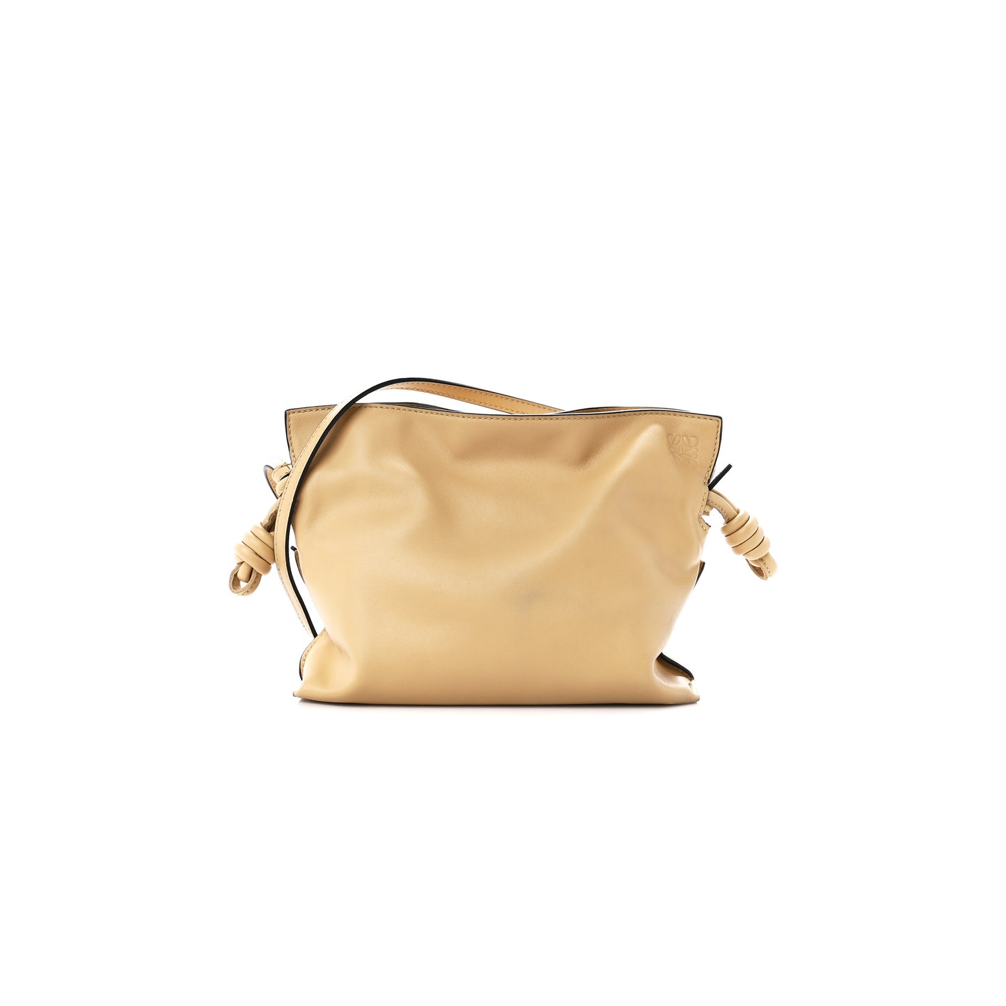 l*ew* calfskin mini flamenco knot clutch dark butter (23*18*7cm)