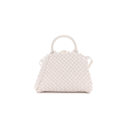 bo*te*ga Ve*ne*ta nappa intrecciato mini top handle shoulder bag chalk (22*17*9cm)