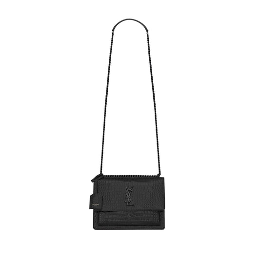 Y*L sunset medium chain bag in crocodile-embossed shiny leather 442906dnd0u1000 (22*16*6.5cm)