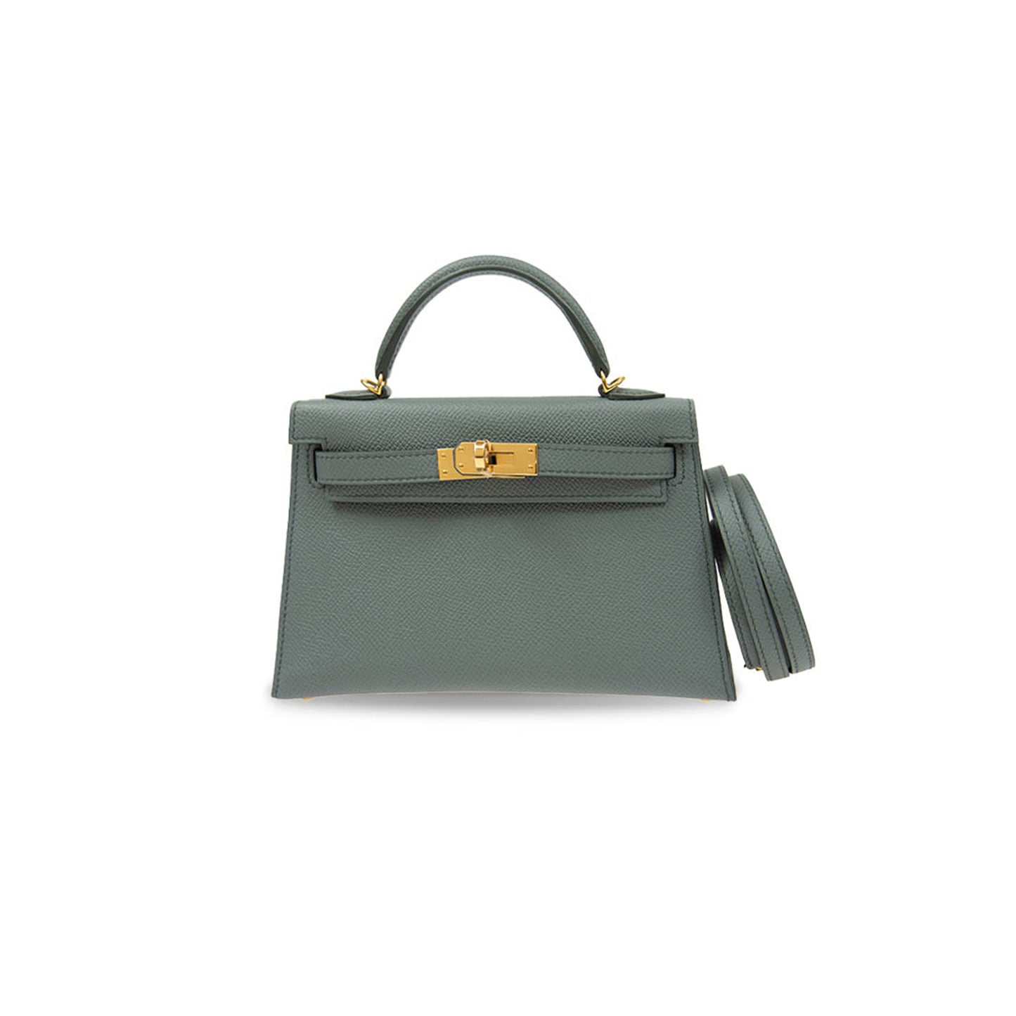H**mes master mini kelly ii epsom almond green gold buckle (19*12*5.5cm)