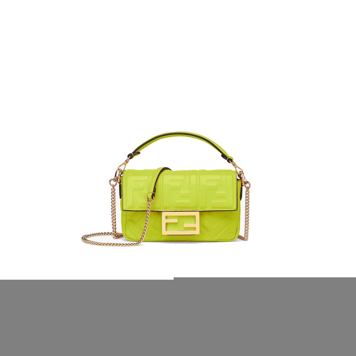 F**di baguette mini - acid green nappa leather bag 8bs017a72vf1jcm (19*11.5*4cm)