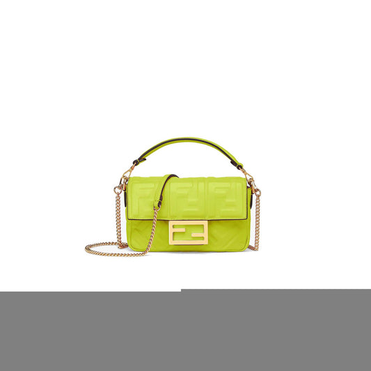 F**di baguette mini - acid green nappa leather bag 8bs017a72vf1jcm (19*11.5*4cm)