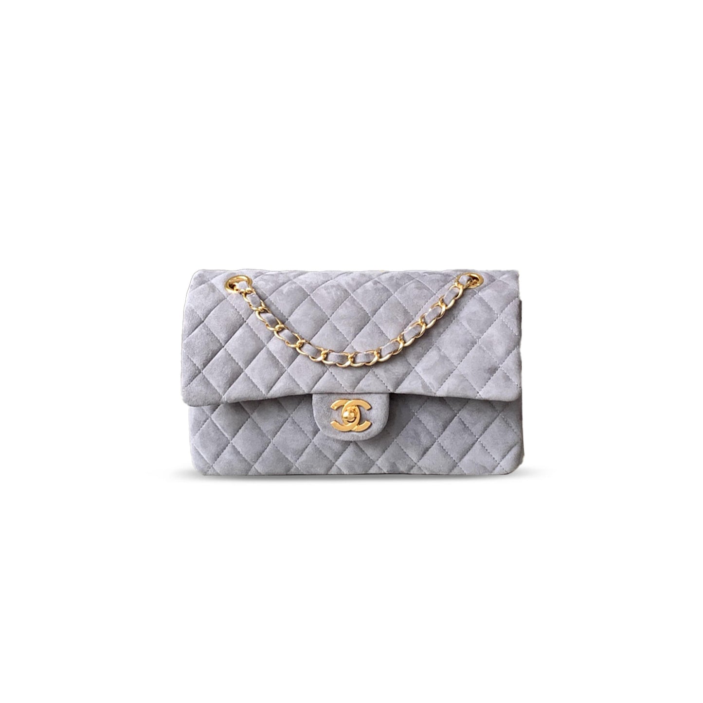 Ch*el suede medium double flap shoulder bag 306484 (25*16*8cm)