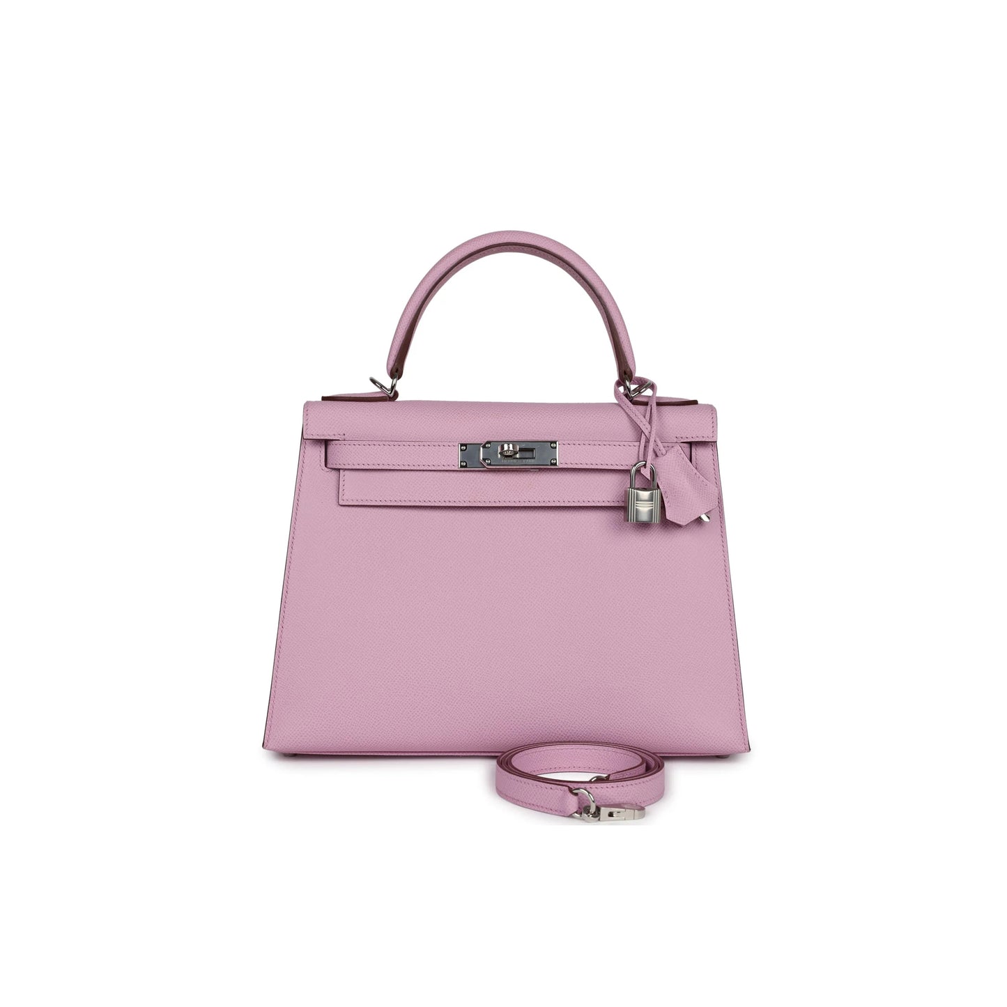 H**mes kelly sellier 25 mauve sylvestre epsom palladium hardware (25*17*7cm)