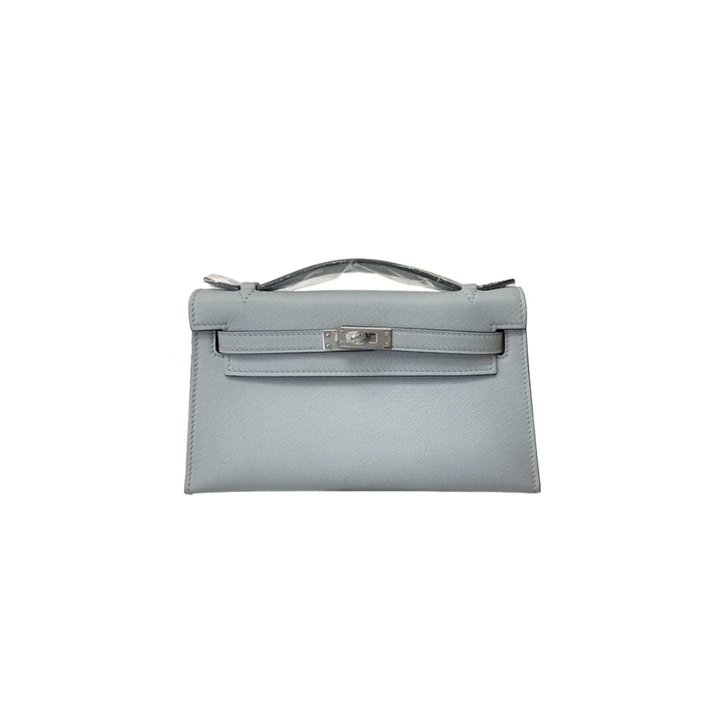 H**mes master kelly swift linen blue silver buckle (22*14*7cm)