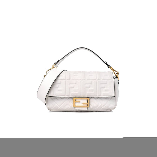 F**di nappa ff 1974 embossed baguette white (27*15*5cm)