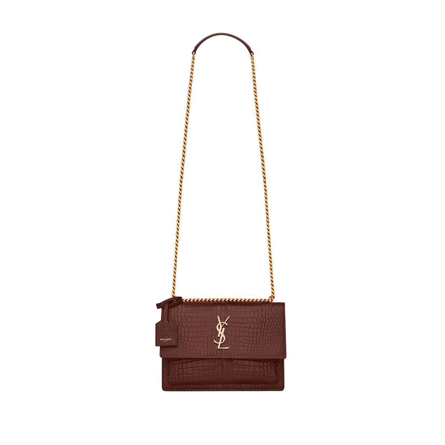Y*L sunset medium chain bag in crocodile-embossed shiny leather 442906dnd0j6147 (22*16*6.5cm)
