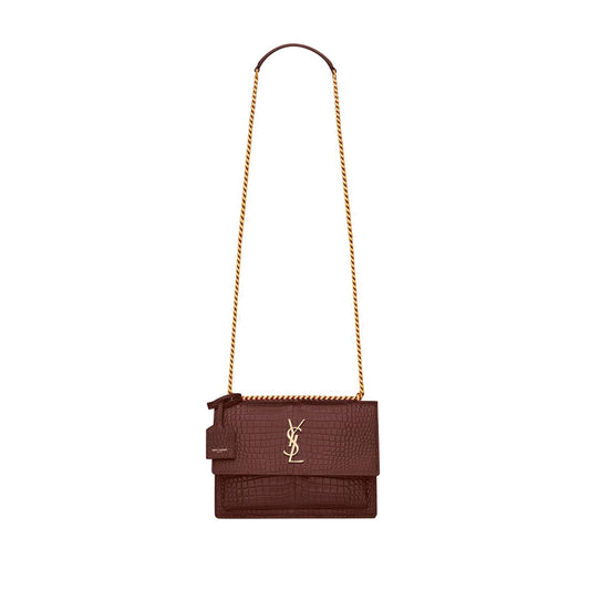 Y*L sunset medium chain bag in crocodile-embossed shiny leather 442906dnd0j6147 (22*16*6.5cm)