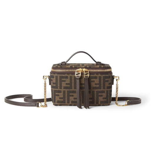 F**di vanity tobacco brown ff jacquard fabric mini-bag 8bs108afpmf1gl7 (16*11*8cm)