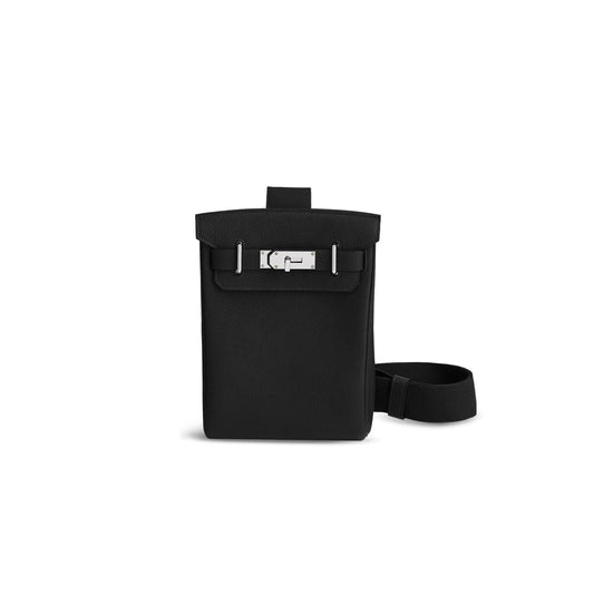H**me5 hac a dos pm backpack black togo leather silver hardware h083589ck89 (28*18*8cm)