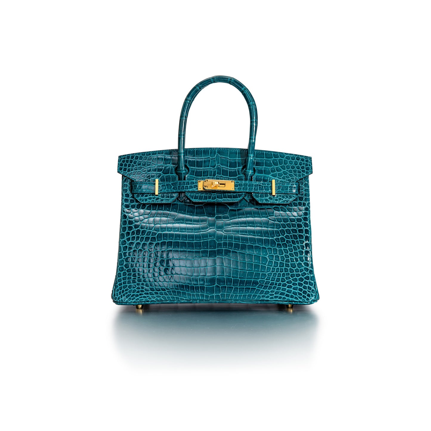 H**mes master birkin 35 crocodile leather green gold buckle h041367ck35 (35*28*18cm)