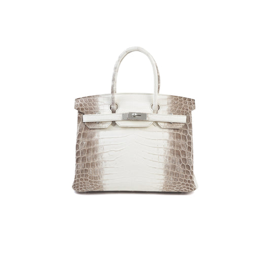 H**mes master birkin 25 crocodile leather himalayan crocodile leather silver buckle h041354cko8 (25*20*13cm)