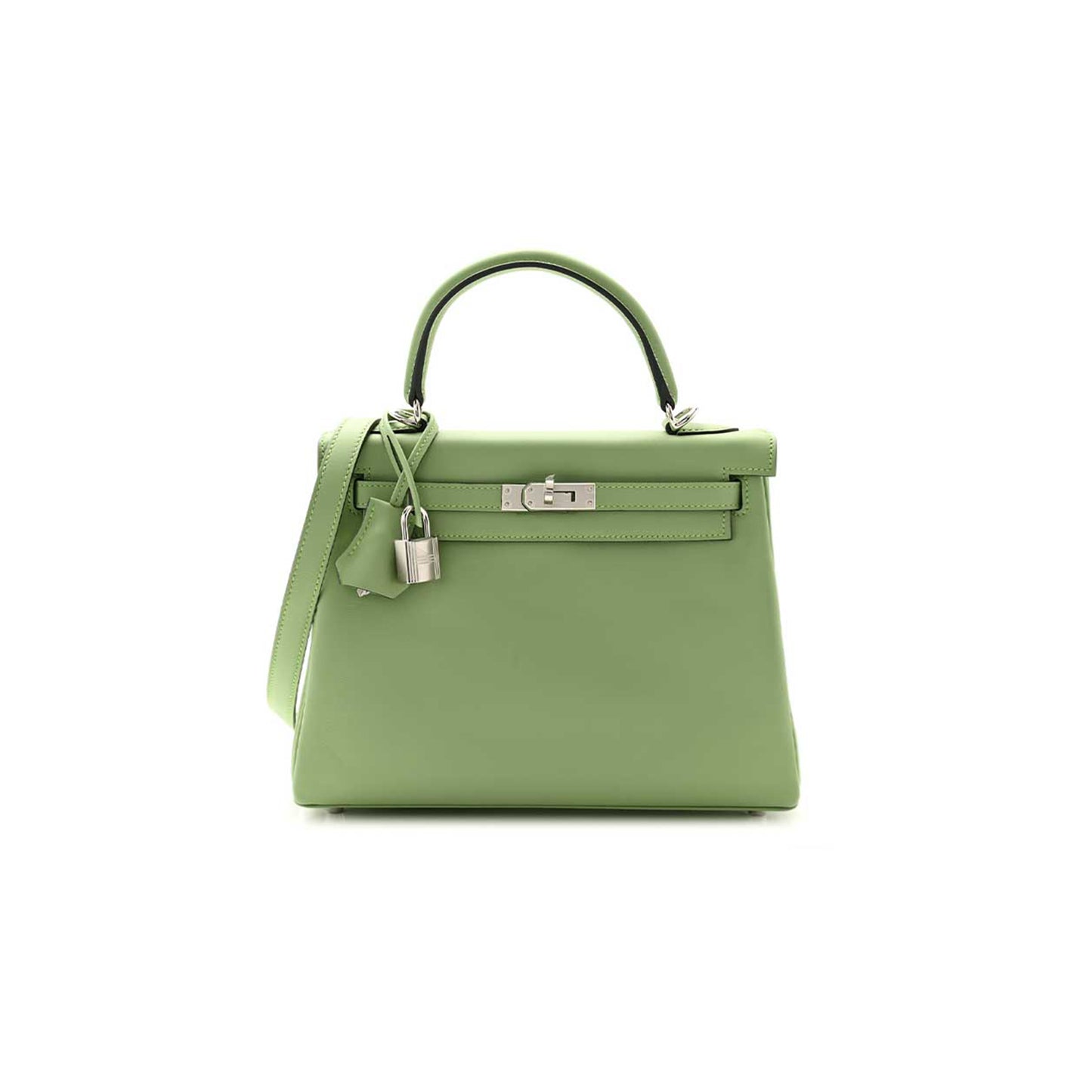 H**mes kelly 32 swift avocado green silver buckle (32*23*10.5cm)