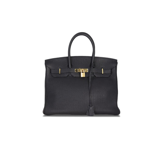 H**mes birkin 35 togo leather black gold buckle bag h028369cc2z (35*28*18cm)