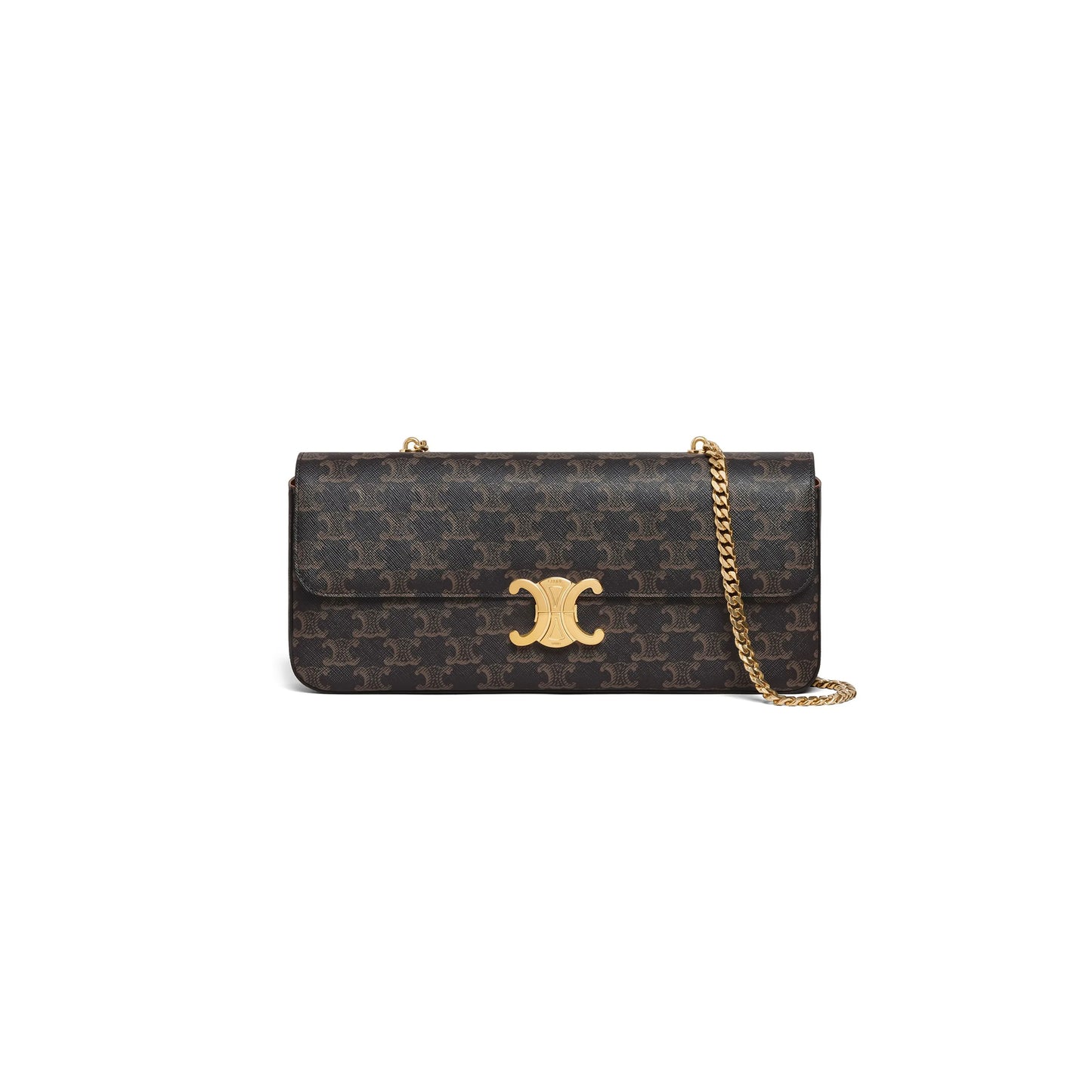 Ce**e chain shoulder bag in triomphe canvas canvas and lambskin 197412dqw.04lu (33*13*5cm)