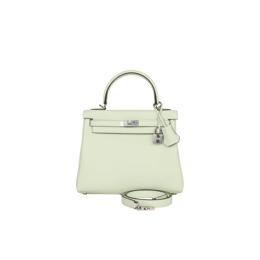 H**mes kelly retourne 25 vert fizz swift palladium hardware handmade (25*17*7cm)
