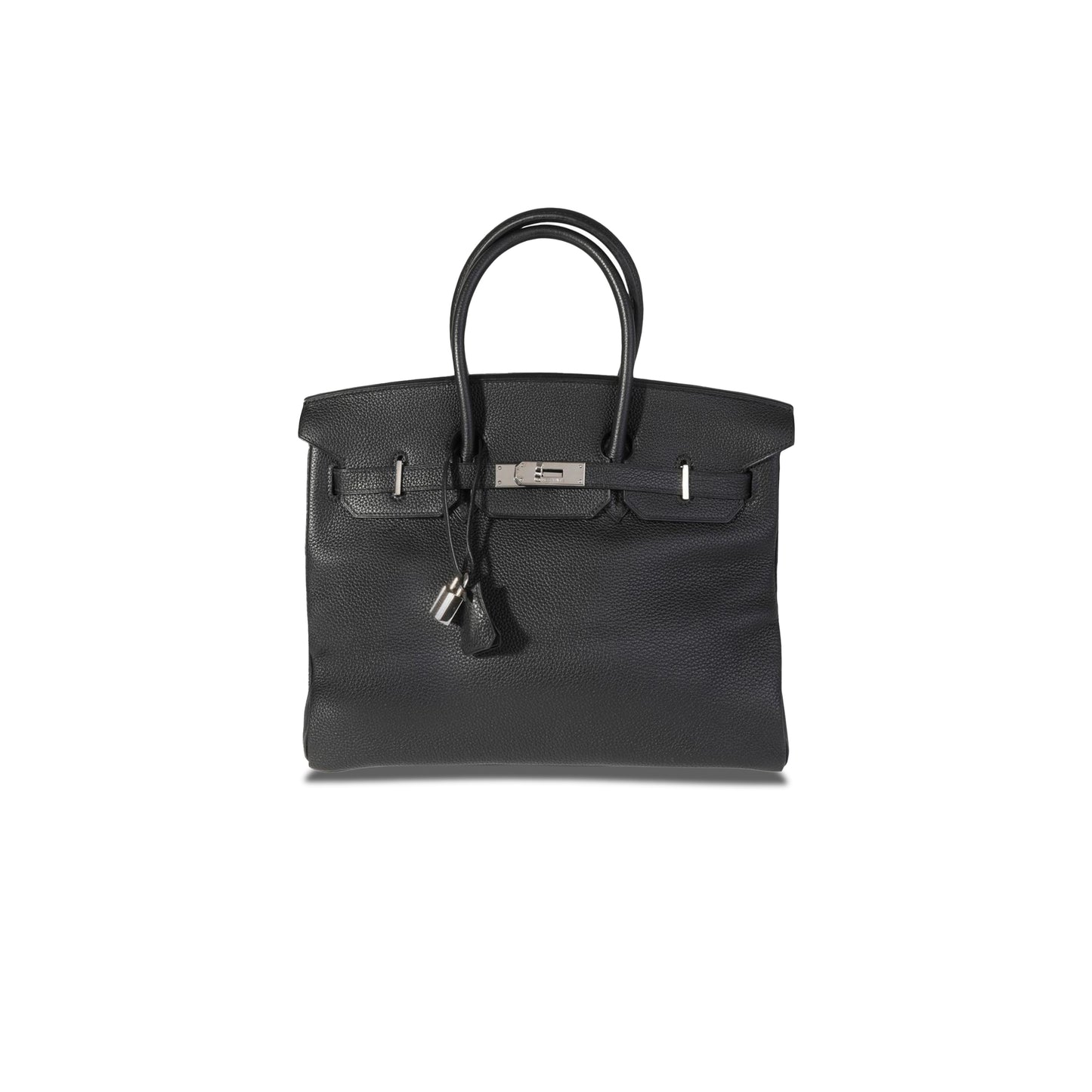 H**mes master birkin 35 togo black leather and silver buckle handbag 18494998 (35*25*18cm)