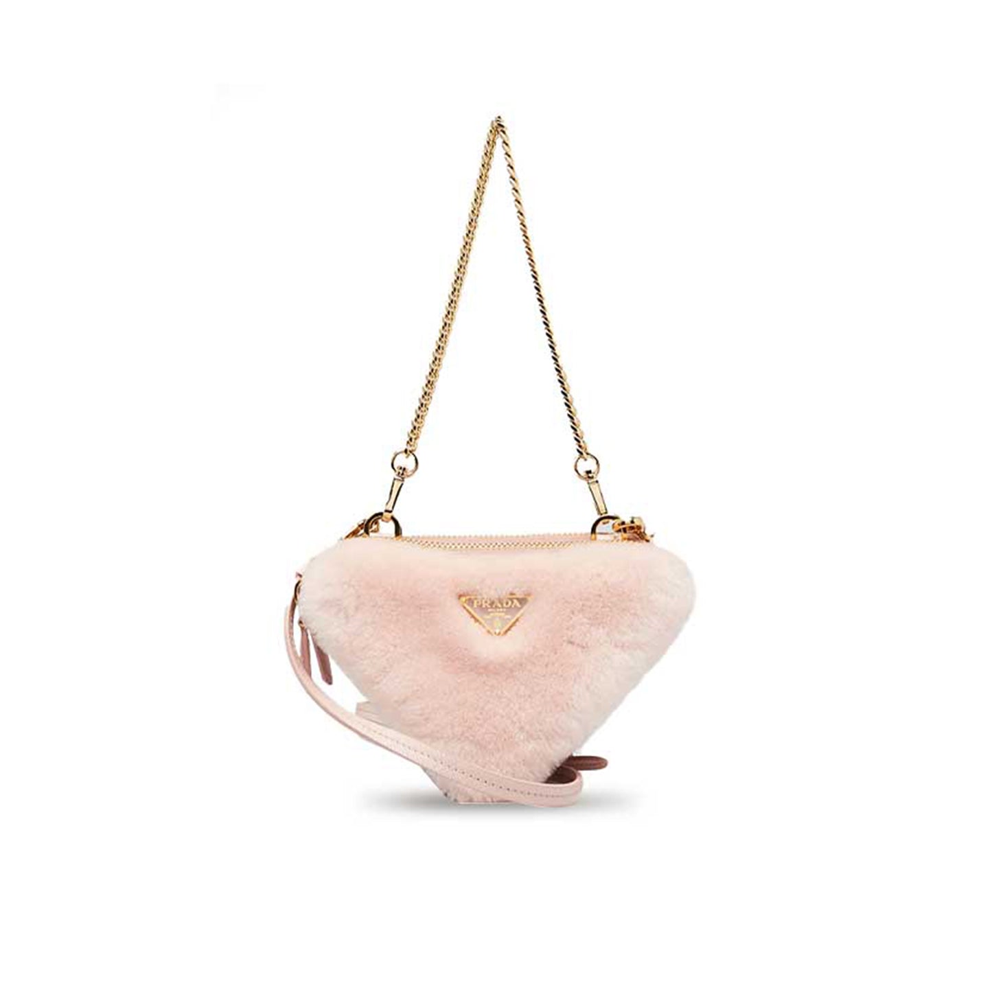 Pra*a saffiano shearling triangle mini pouch 1nr015 (15*10cm)
