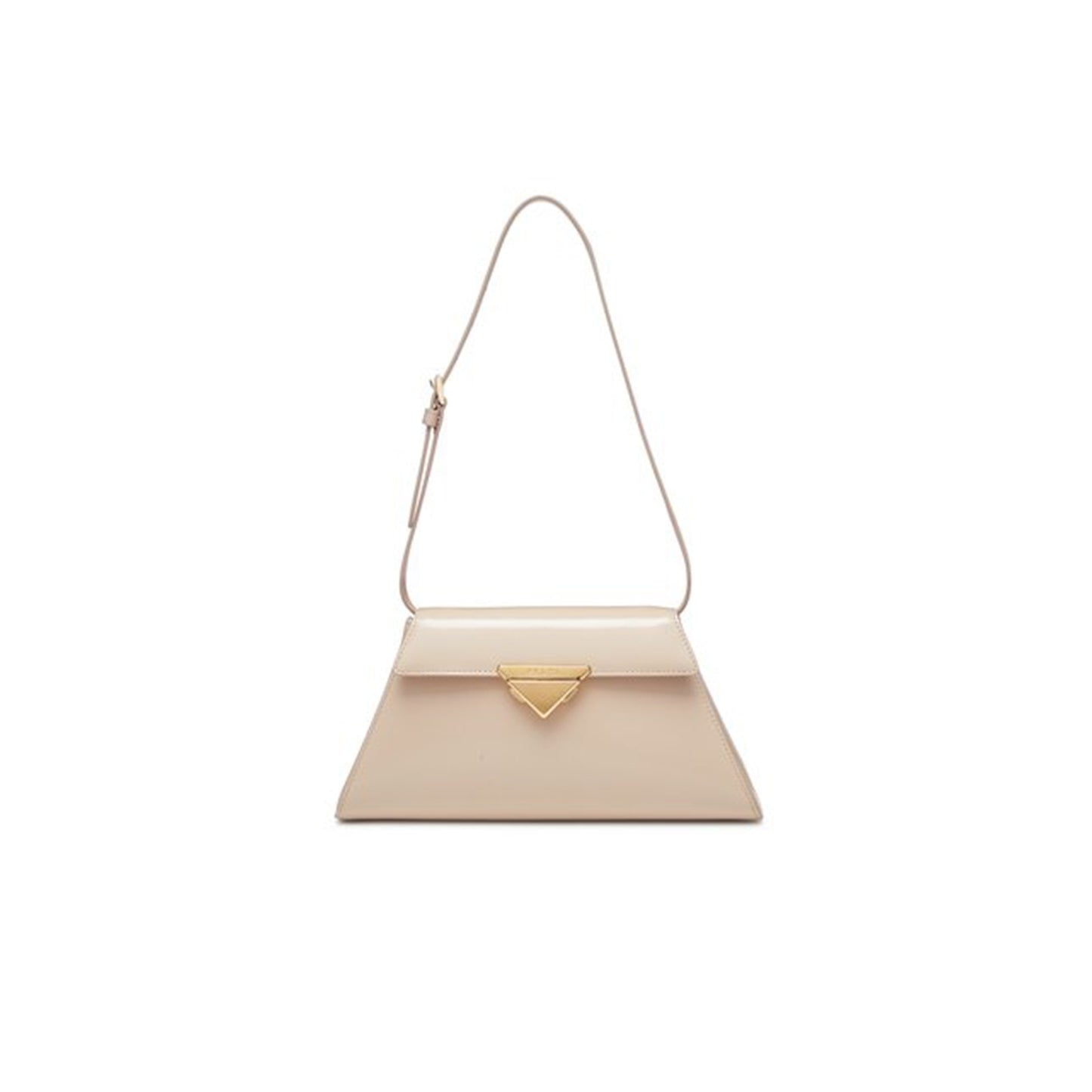 Pra*a fold-over top leather shoulder bag in cream 1bd343 (28.5*14*7cm)