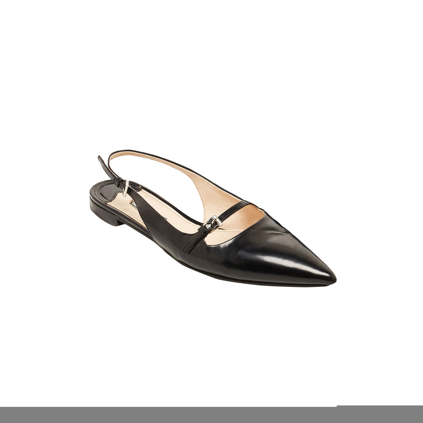 Pra*a black leather buckle slingback flat sandals 1x542n