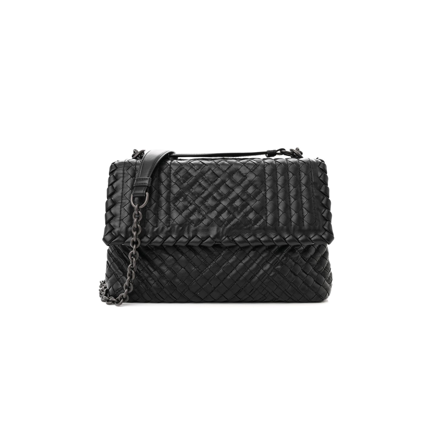 bo*te*ga Ve*ne*ta nappa intrecciato baby olimpia shoulder bag black (23*17*8cm)