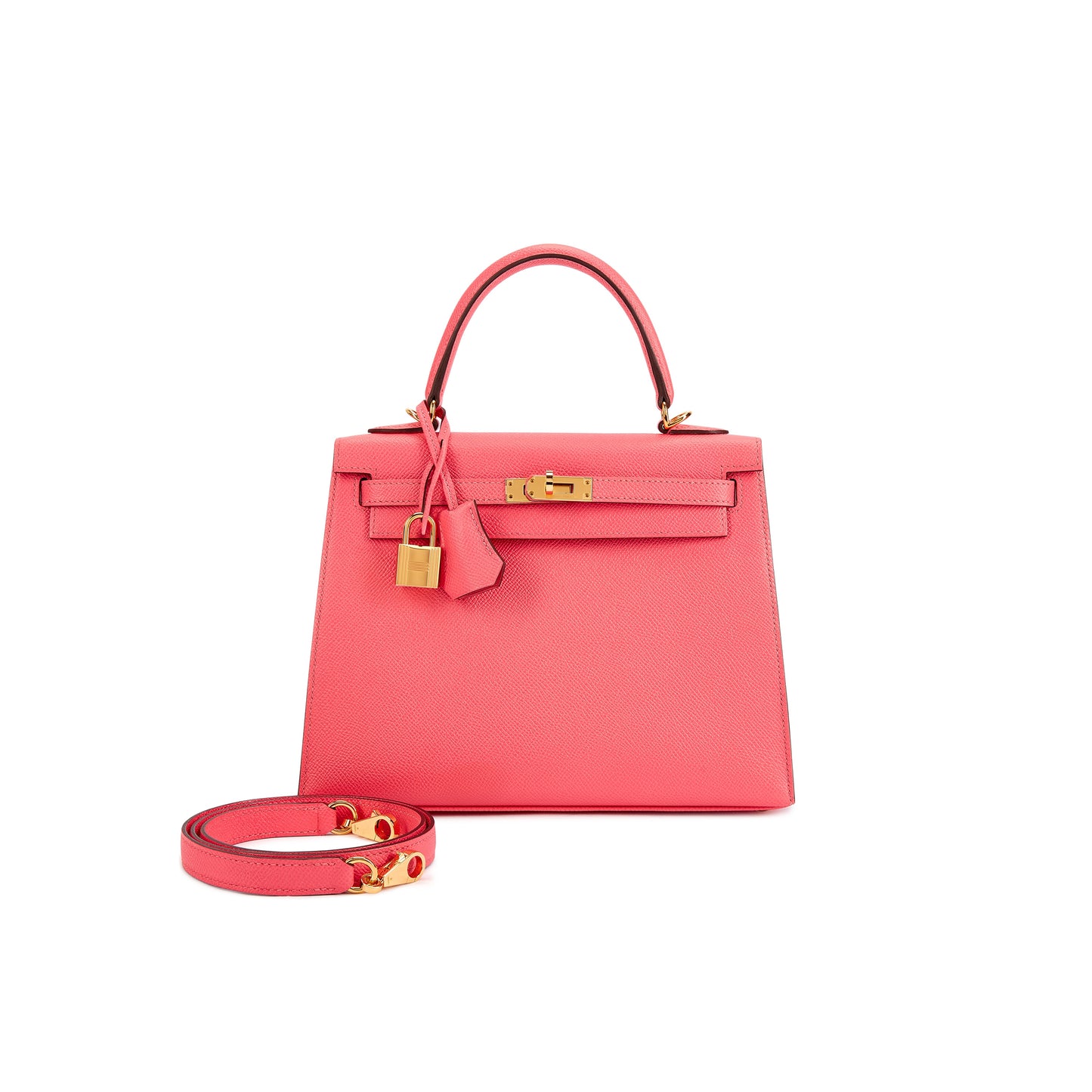 H**mes rose azalee epsom kelly 25 sellier gold hardware (25*17*7cm)