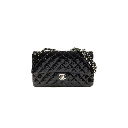 Ch*el master jumbo classic patent double flap black leather shoulder bag a01112 (25*15.5*6.5cm)