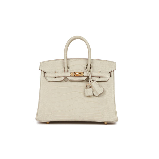 H**mes birkin 25 beton matte alligator gold hardware handmade (25*19*12cm)