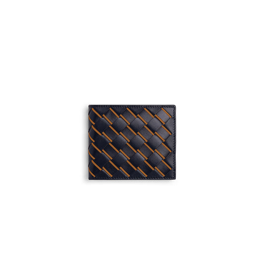 b0tt*ga Ven*ta intrecciato bi-fold wallet in blue (11*9.5*1cm)