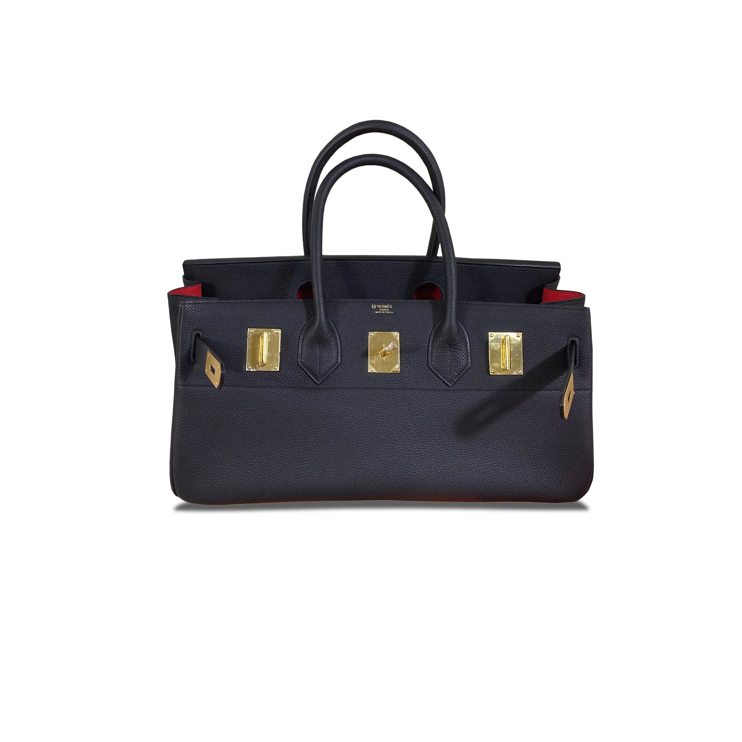 H**mes master shoulder birkin 42cm togo black red lining bag 954814 (42*21*16cm)