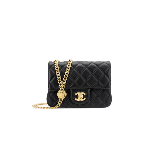 Ch*el master camellia adjustable buckle chain flap bag as1786 (18*13*7cm)