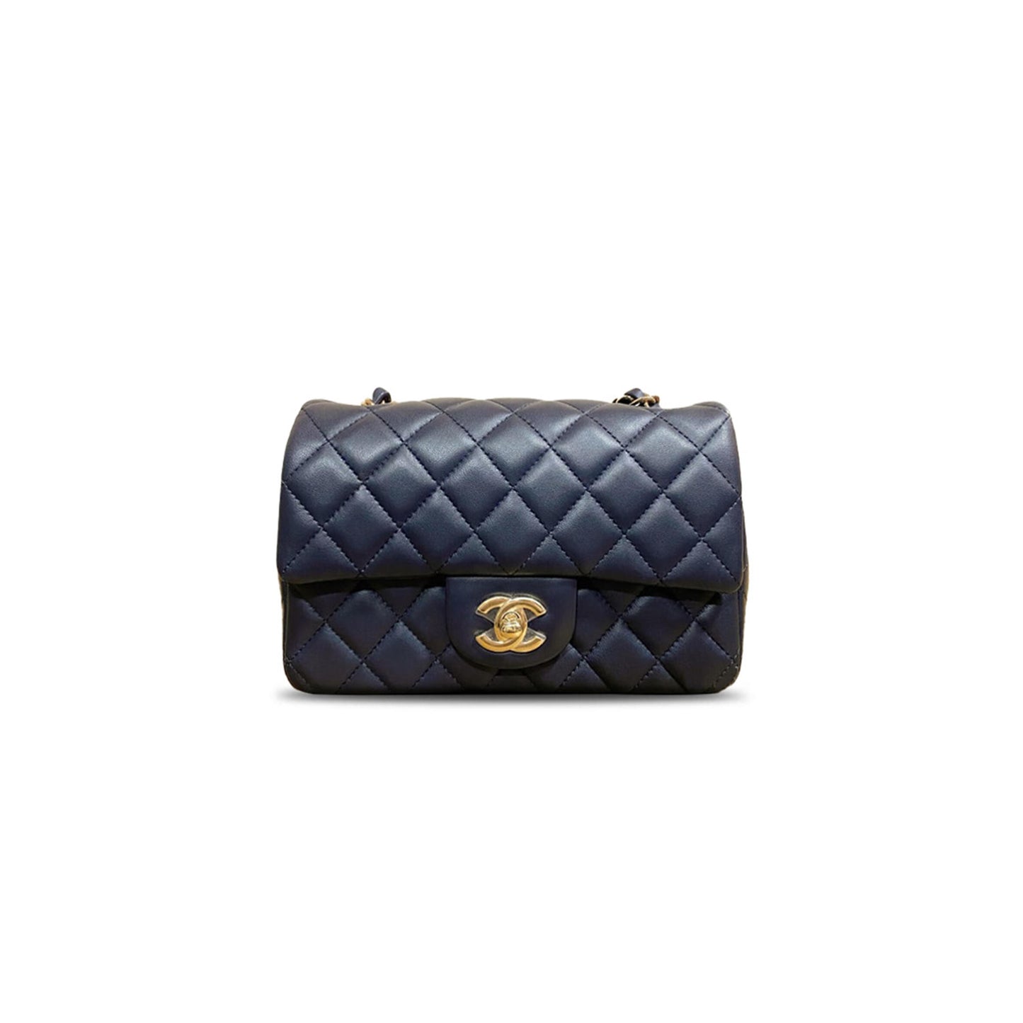 Ch**el mini classic 20 in sheepskin leather with gold buckle (20*12*7cm)