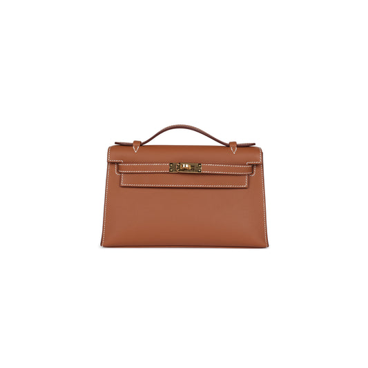 H**mes kelly pochette gold swift gold hardware (22*14*7cm)