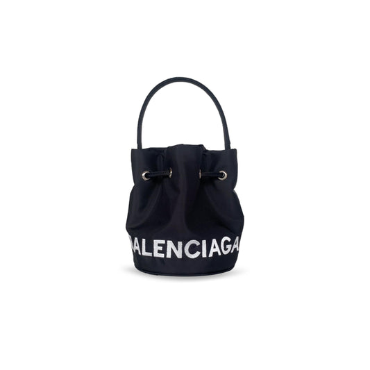 Ba1en*iaga women''s wheel drawstring bucket bag mini in black 656682h854n1055 (18*15*15cm)