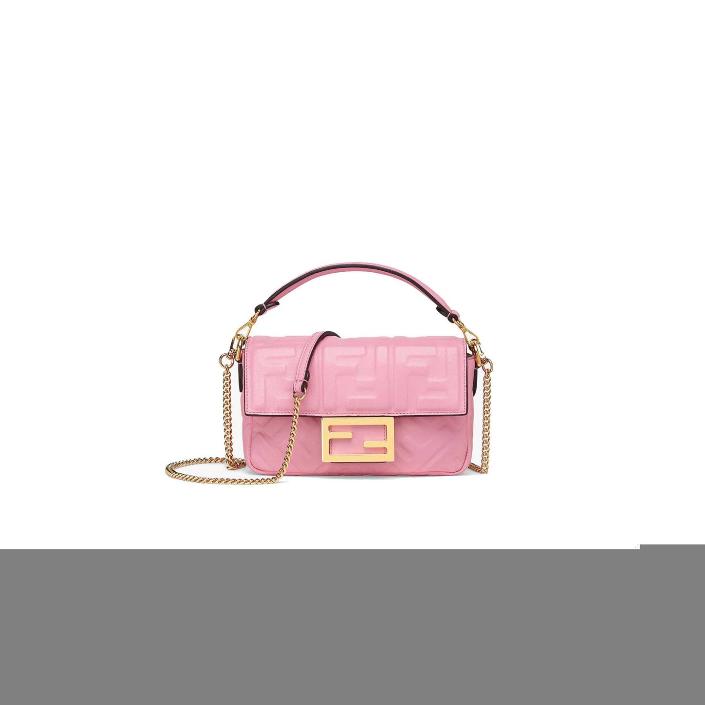 F**di baguette mini - pink nappa leather bag 8bs017a72vf1aqa (19*11.5*4cm)