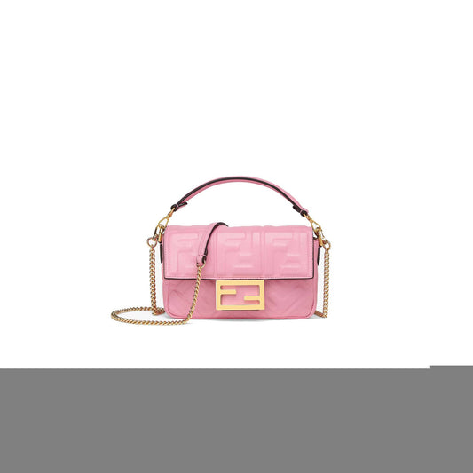 F**di baguette mini - pink nappa leather bag 8bs017a72vf1aqa (19*11.5*4cm)